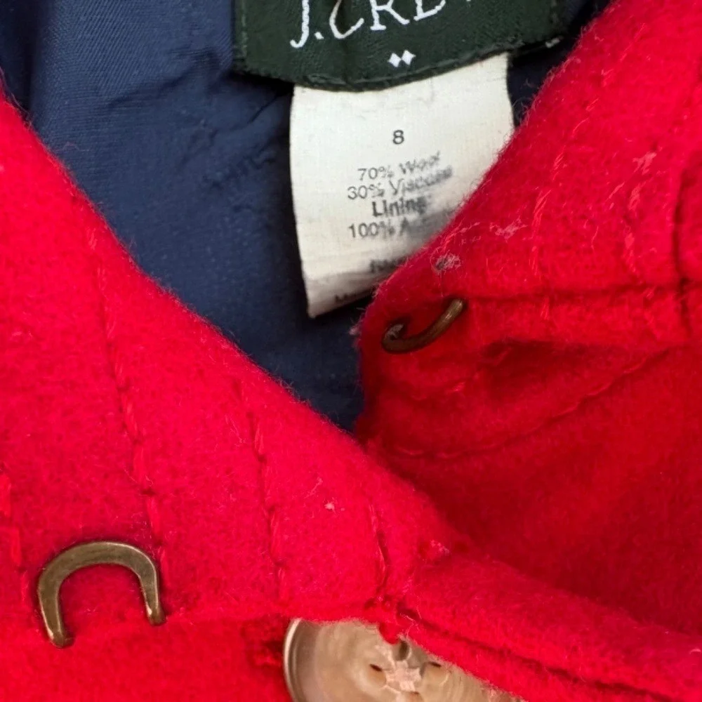 J. Crew Classic Red Wool-Blend Button-Down Polo Trench Coat Belted Sz 8 - Picture 6 of 15